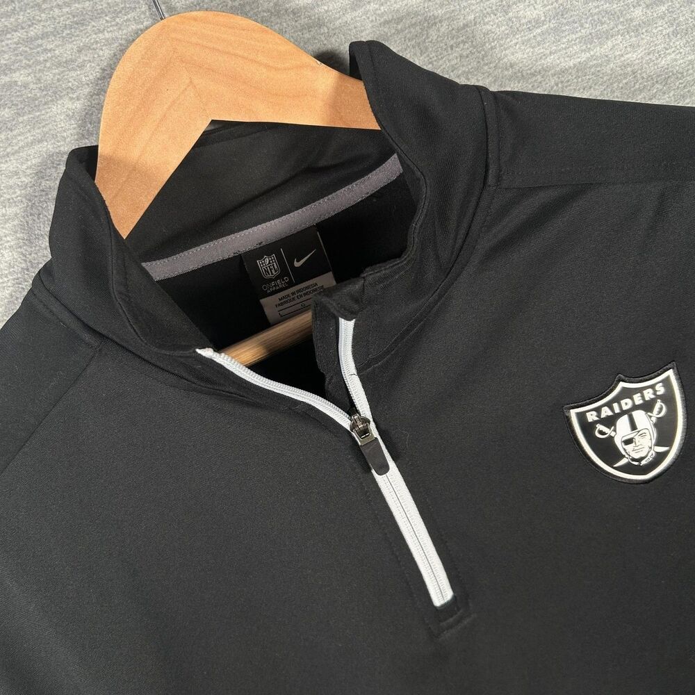 Las Vegas Raiders Jacket Mens Large Black NFL Football Quarter Zip Nike On Field